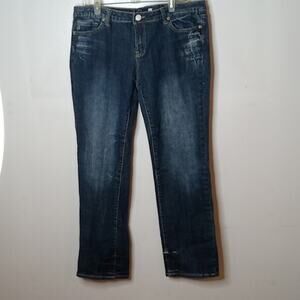Vigoss Juniors Midrise Bootcut Size 17 Blue distressed Denim Jeans. Athleisure